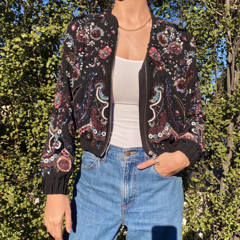 Needle & Thread embellished bomber Jacket